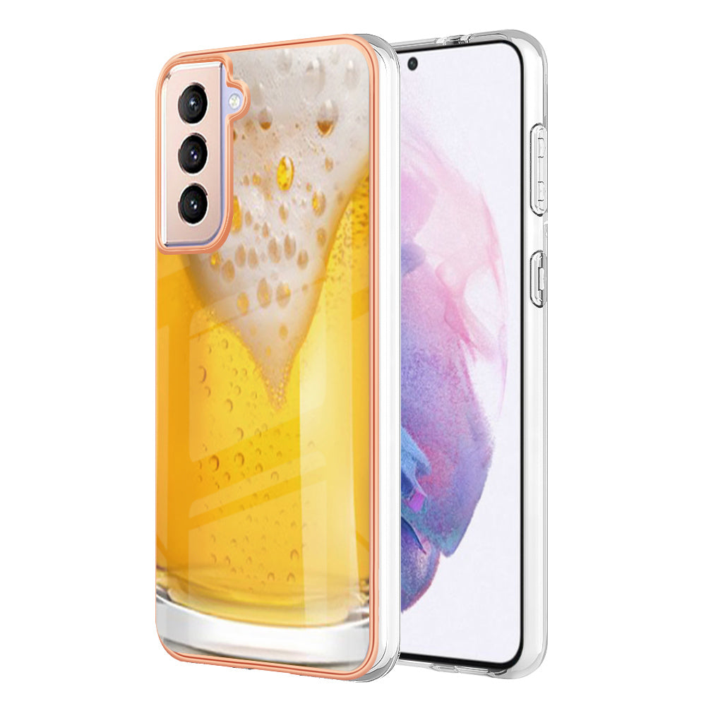 YB IMD Series-19 Style D 2.0mm TPU Case for Samsung Galaxy S21 FE 5G , IMD Pattern Electroplating Anti-Drop Phone Cover