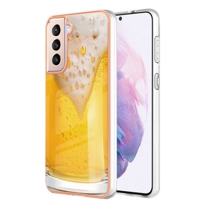 YB IMD Series-19 Style D 2.0mm TPU Case for Samsung Galaxy S21 FE 5G , IMD Pattern Electroplating Anti-Drop Phone Cover