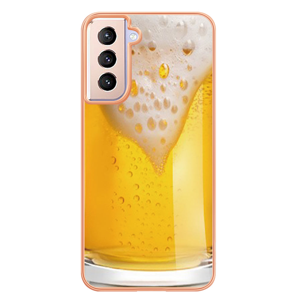 YB IMD Series-19 Style D 2.0mm TPU Case for Samsung Galaxy S21 FE 5G , IMD Pattern Electroplating Anti-Drop Phone Cover