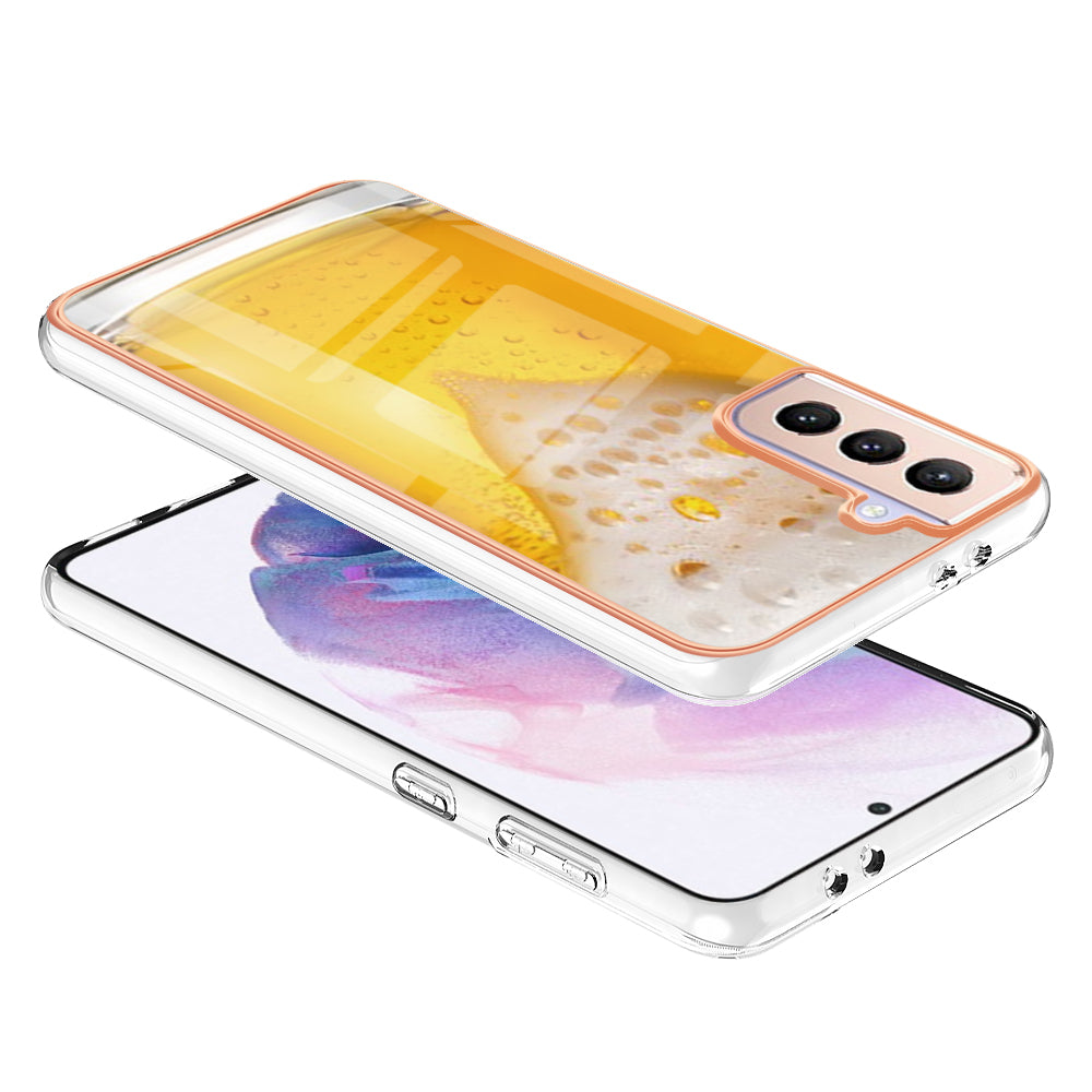 YB IMD Series-19 Style D 2.0mm TPU Case for Samsung Galaxy S21 FE 5G , IMD Pattern Electroplating Anti-Drop Phone Cover
