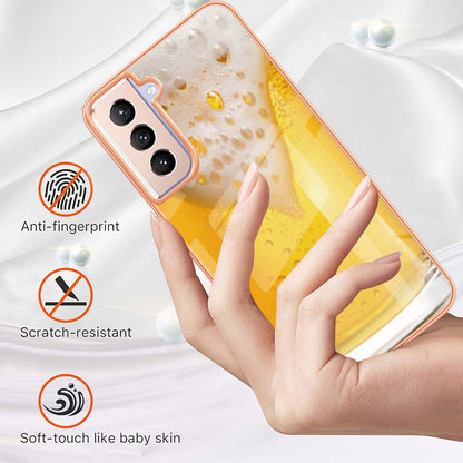 YB IMD Series-19 Style D 2.0mm TPU Case for Samsung Galaxy S21 FE 5G , IMD Pattern Electroplating Anti-Drop Phone Cover