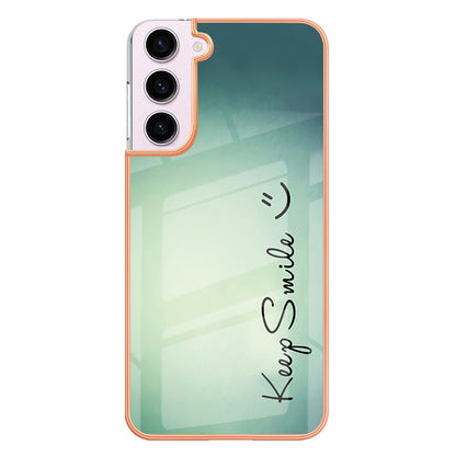 YB IMD Series-19 Style D Electroplating TPU Cover for Samsung Galaxy S22 5G , Pattern IMD 2.0mm Protective Phone Cover
