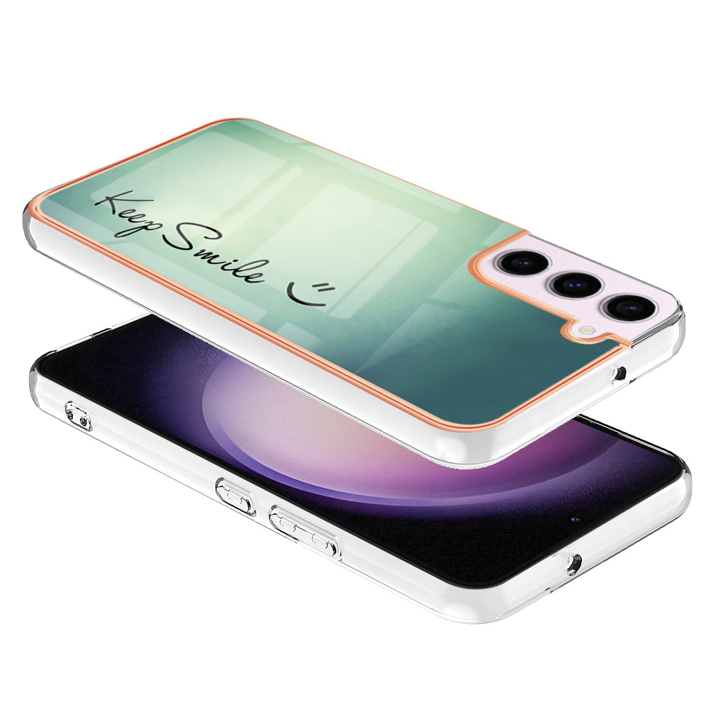 YB IMD Series-19 Style D Electroplating TPU Cover for Samsung Galaxy S22 5G , Pattern IMD 2.0mm Protective Phone Cover