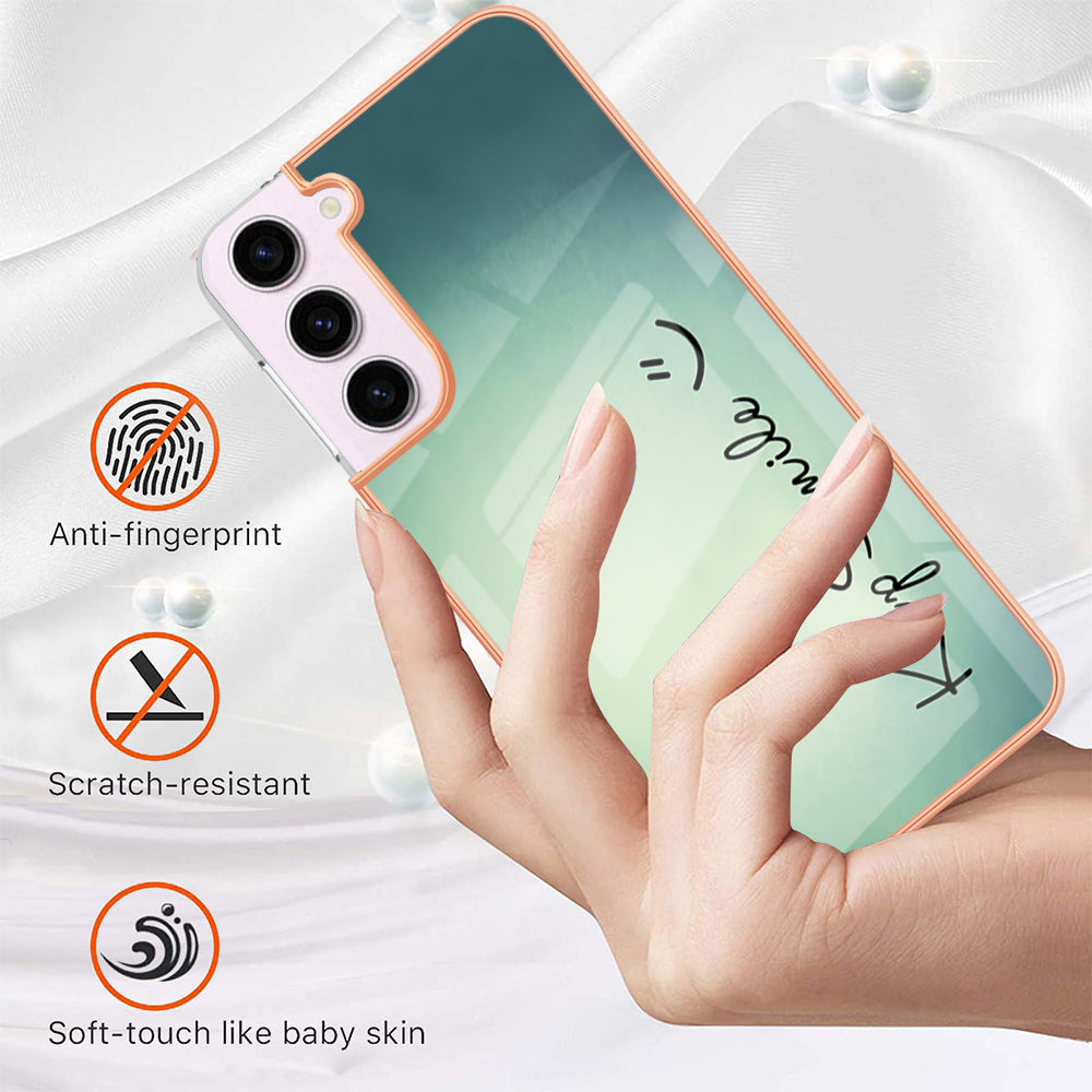 YB IMD Series-19 Style D Electroplating TPU Cover for Samsung Galaxy S22 5G , Pattern IMD 2.0mm Protective Phone Cover