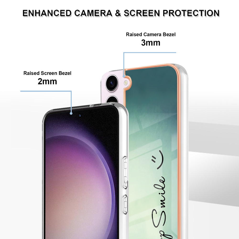 YB IMD Series-19 Style D Electroplating TPU Cover for Samsung Galaxy S22 5G , Pattern IMD 2.0mm Protective Phone Cover