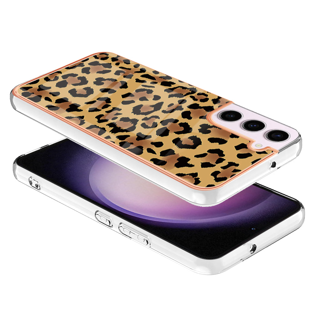 YB IMD Series-19 Style D Electroplating TPU Cover for Samsung Galaxy S22 5G , Pattern IMD 2.0mm Protective Phone Cover
