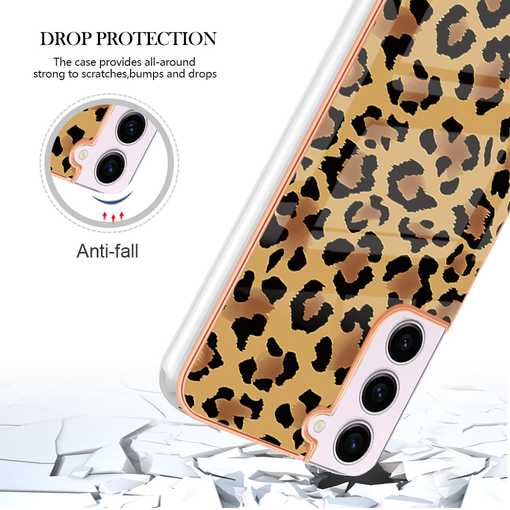 YB IMD Series-19 Style D Electroplating TPU Cover for Samsung Galaxy S22 5G , Pattern IMD 2.0mm Protective Phone Cover