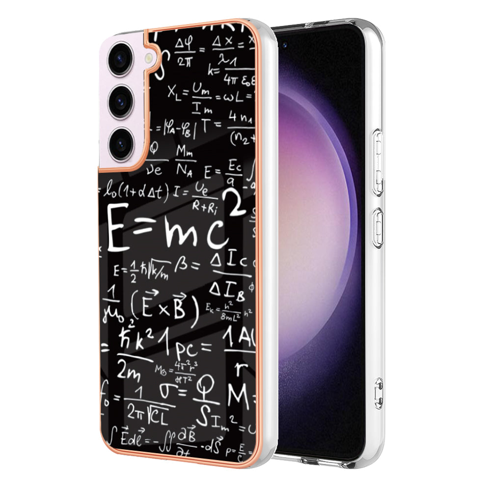 YB IMD Series-19 Style D Electroplating TPU Cover for Samsung Galaxy S22 5G , Pattern IMD 2.0mm Protective Phone Cover