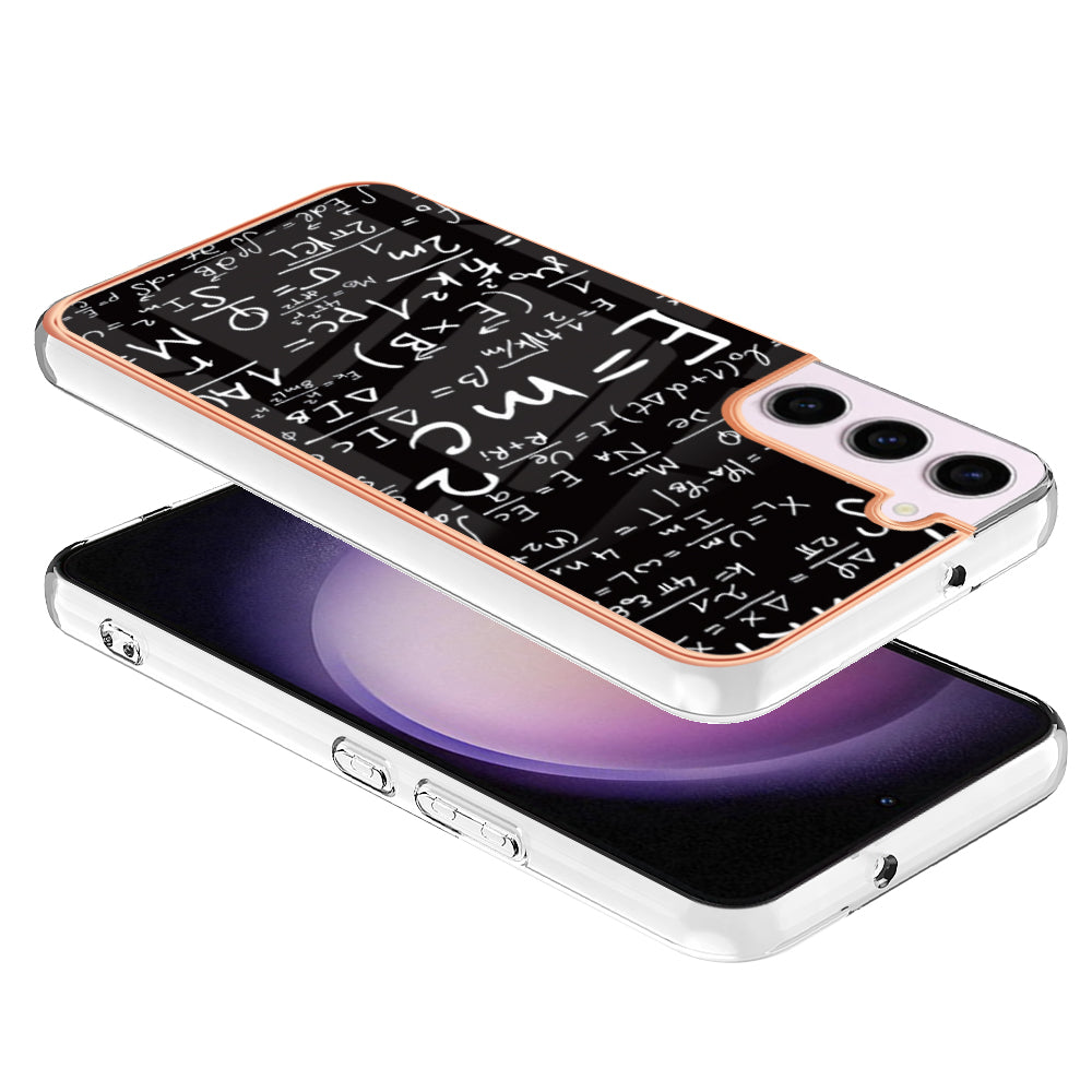 YB IMD Series-19 Style D Electroplating TPU Cover for Samsung Galaxy S22 5G , Pattern IMD 2.0mm Protective Phone Cover