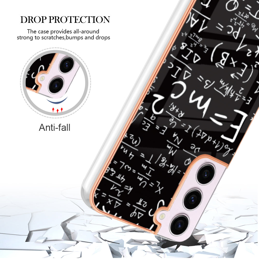 YB IMD Series-19 Style D Electroplating TPU Cover for Samsung Galaxy S22 5G , Pattern IMD 2.0mm Protective Phone Cover