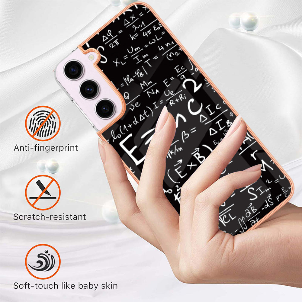 YB IMD Series-19 Style D Electroplating TPU Cover for Samsung Galaxy S22 5G , Pattern IMD 2.0mm Protective Phone Cover