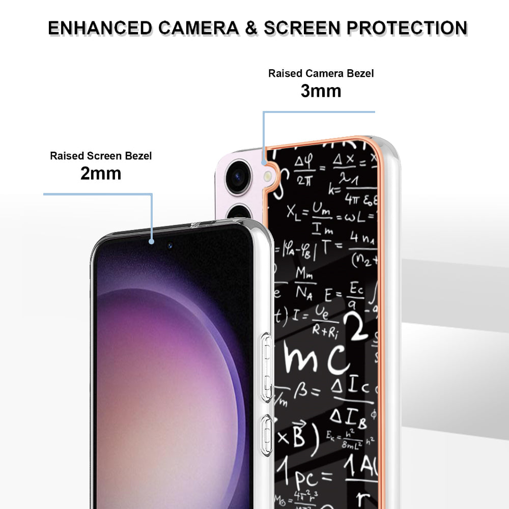 YB IMD Series-19 Style D Electroplating TPU Cover for Samsung Galaxy S22 5G , Pattern IMD 2.0mm Protective Phone Cover