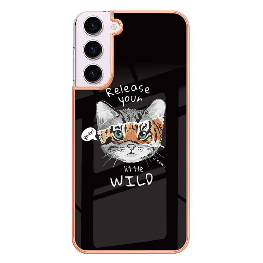 YB IMD Series-19 Style D Electroplating TPU Cover for Samsung Galaxy S22 5G , Pattern IMD 2.0mm Protective Phone Cover