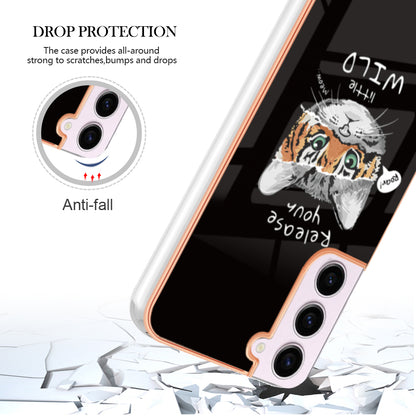 YB IMD Series-19 Style D Electroplating TPU Cover for Samsung Galaxy S22 5G , Pattern IMD 2.0mm Protective Phone Cover
