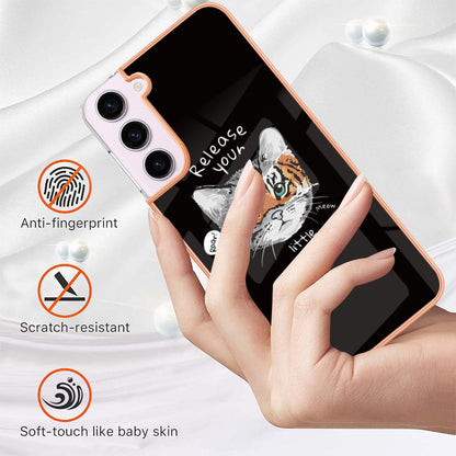 YB IMD Series-19 Style D Electroplating TPU Cover for Samsung Galaxy S22 5G , Pattern IMD 2.0mm Protective Phone Cover