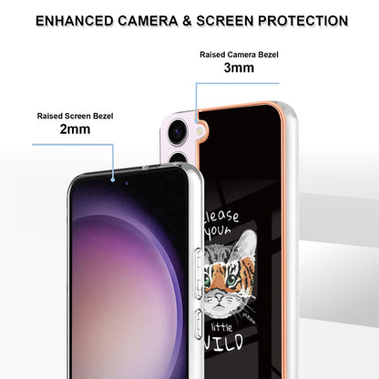 YB IMD Series-19 Style D Electroplating TPU Cover for Samsung Galaxy S22 5G , Pattern IMD 2.0mm Protective Phone Cover