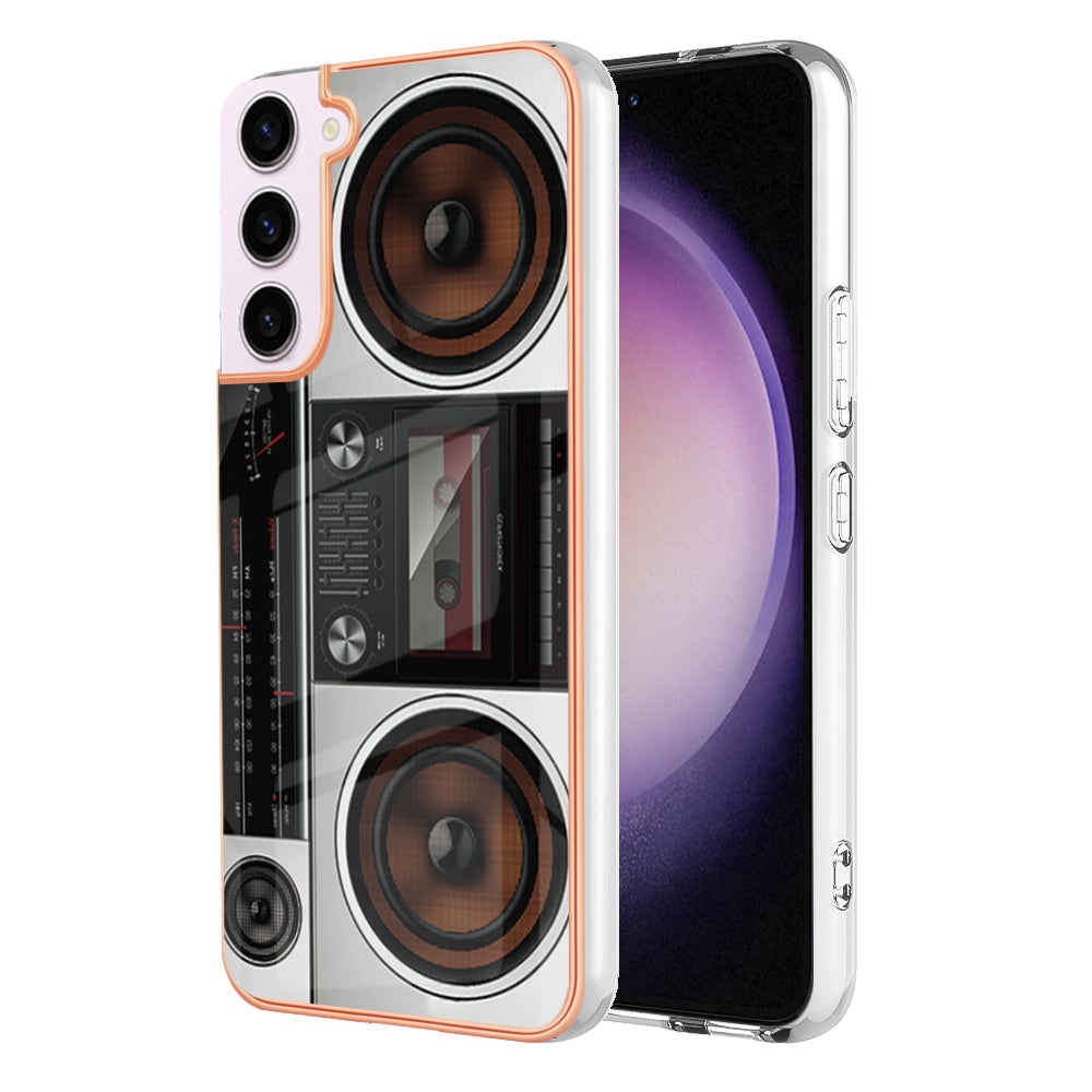 YB IMD Series-19 Style D Electroplating TPU Cover for Samsung Galaxy S22 5G , Pattern IMD 2.0mm Protective Phone Cover