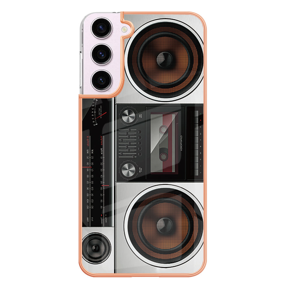 YB IMD Series-19 Style D Electroplating TPU Cover for Samsung Galaxy S22 5G , Pattern IMD 2.0mm Protective Phone Cover
