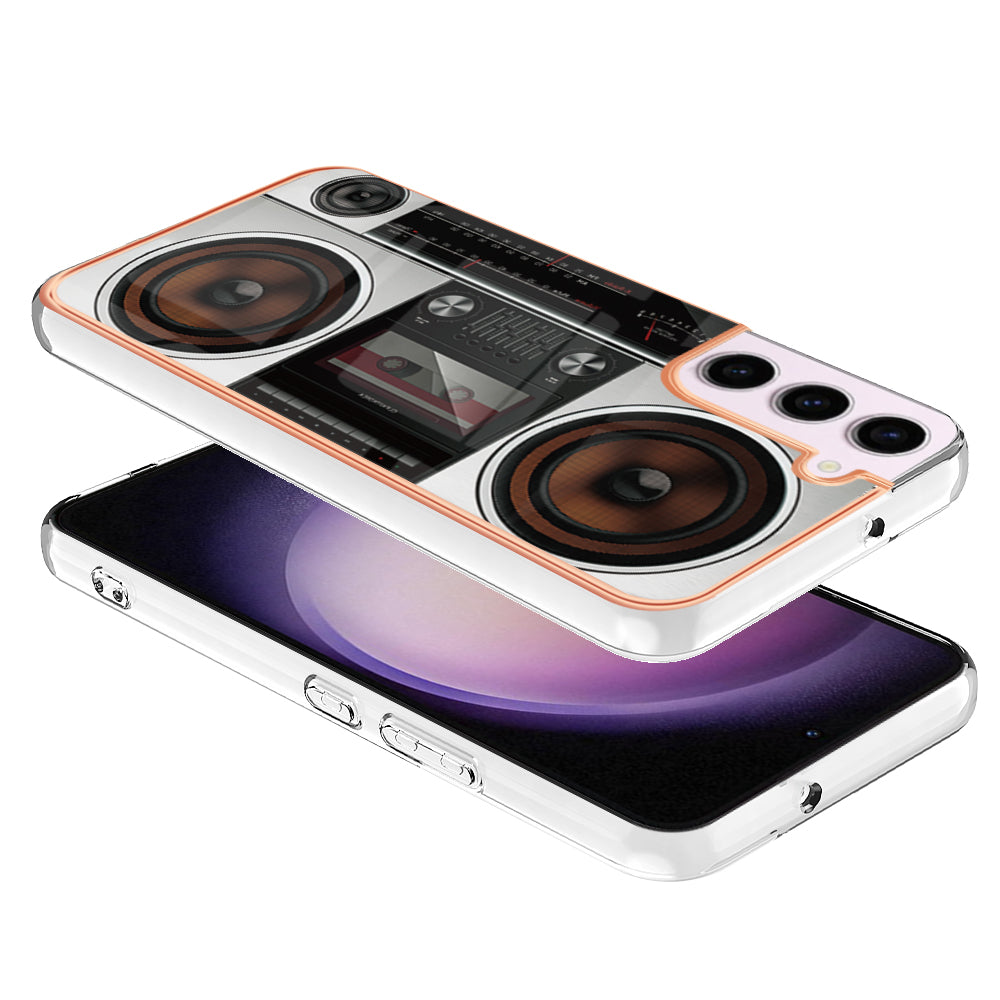 YB IMD Series-19 Style D Electroplating TPU Cover for Samsung Galaxy S22 5G , Pattern IMD 2.0mm Protective Phone Cover