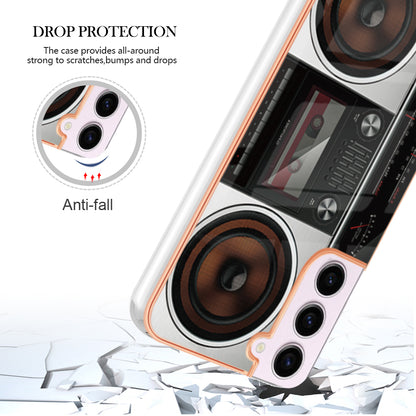 YB IMD Series-19 Style D Electroplating TPU Cover for Samsung Galaxy S22 5G , Pattern IMD 2.0mm Protective Phone Cover