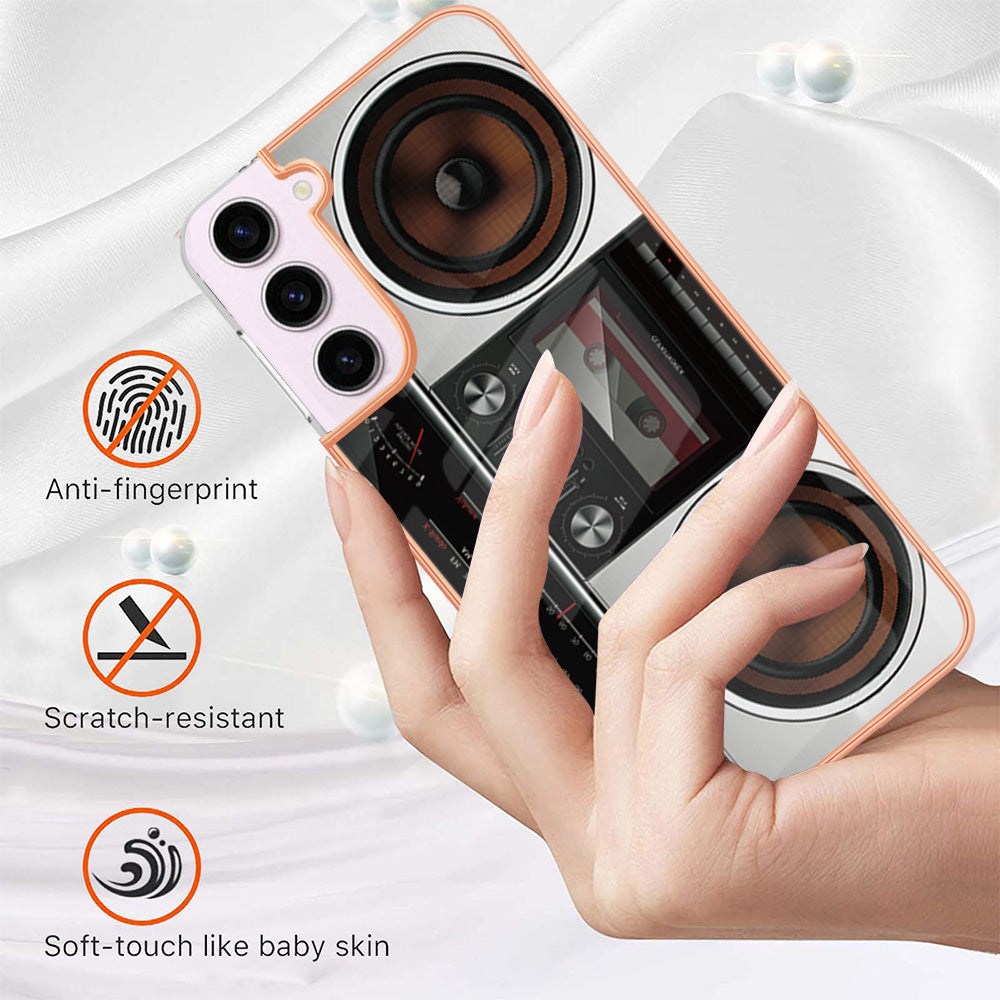 YB IMD Series-19 Style D Electroplating TPU Cover for Samsung Galaxy S22 5G , Pattern IMD 2.0mm Protective Phone Cover