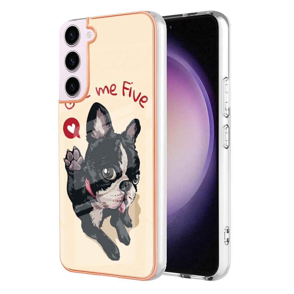 YB IMD Series-19 Style D Electroplating TPU Cover for Samsung Galaxy S22 5G , Pattern IMD 2.0mm Protective Phone Cover