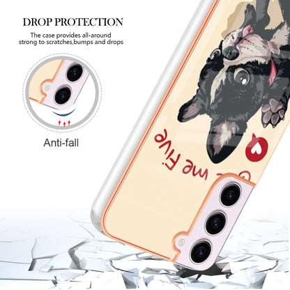 YB IMD Series-19 Style D Electroplating TPU Cover for Samsung Galaxy S22 5G , Pattern IMD 2.0mm Protective Phone Cover