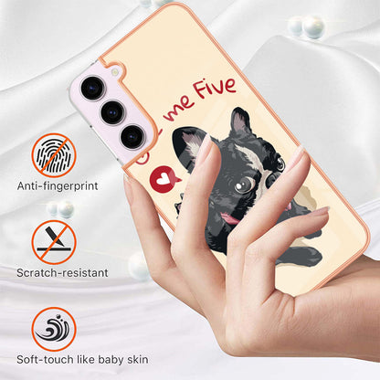 YB IMD Series-19 Style D Electroplating TPU Cover for Samsung Galaxy S22 5G , Pattern IMD 2.0mm Protective Phone Cover