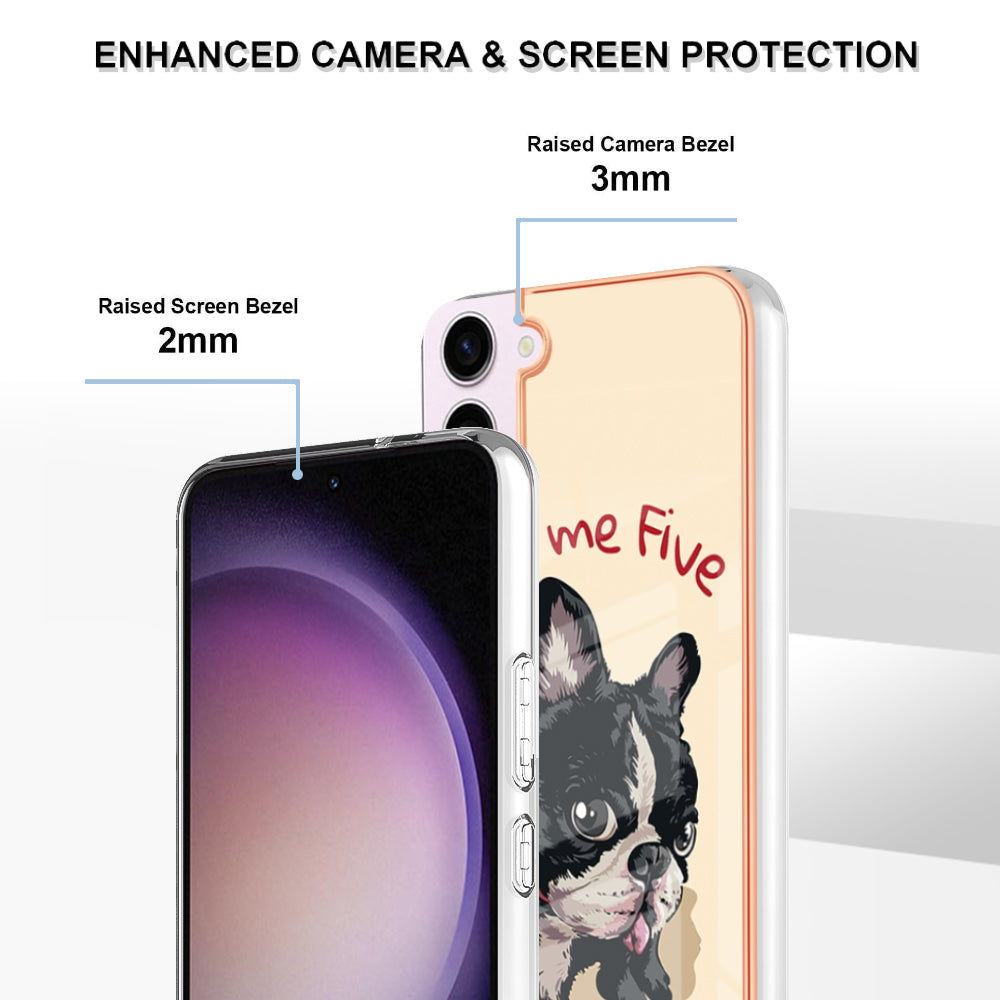 YB IMD Series-19 Style D Electroplating TPU Cover for Samsung Galaxy S22 5G , Pattern IMD 2.0mm Protective Phone Cover