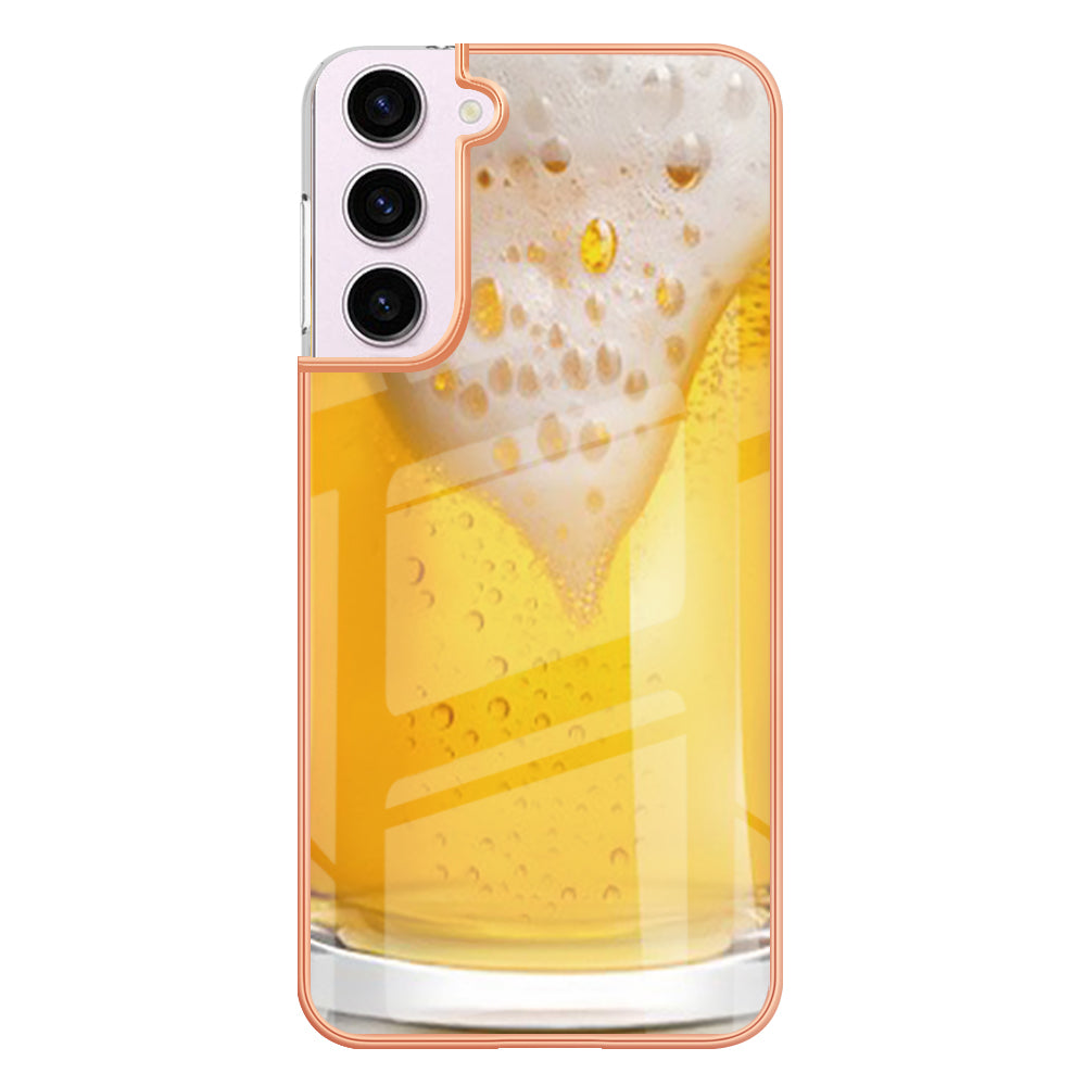 YB IMD Series-19 Style D Electroplating TPU Cover for Samsung Galaxy S22 5G , Pattern IMD 2.0mm Protective Phone Cover