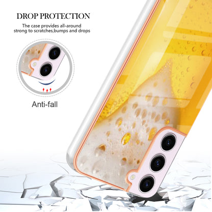 YB IMD Series-19 Style D Electroplating TPU Cover for Samsung Galaxy S22 5G , Pattern IMD 2.0mm Protective Phone Cover
