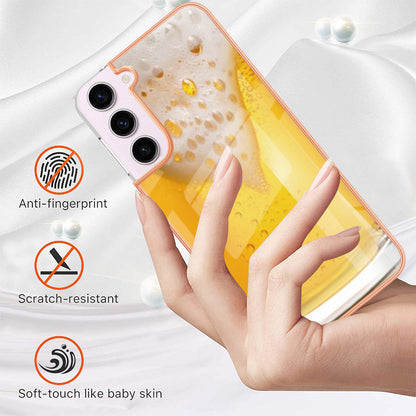 YB IMD Series-19 Style D Electroplating TPU Cover for Samsung Galaxy S22 5G , Pattern IMD 2.0mm Protective Phone Cover