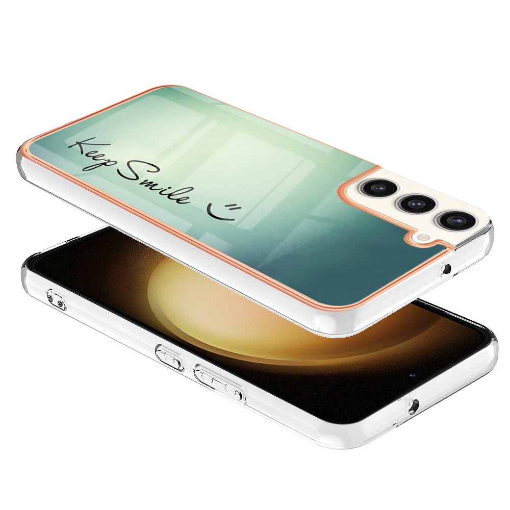 YB IMD Series-19 Style D Electroplating Case for Samsung Galaxy S23+ , 2.0mm TPU IMD Pattern Phone Cover