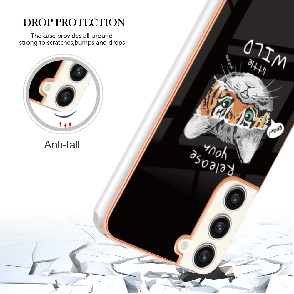 YB IMD Series-19 Style D Electroplating Case for Samsung Galaxy S23+ , 2.0mm TPU IMD Pattern Phone Cover