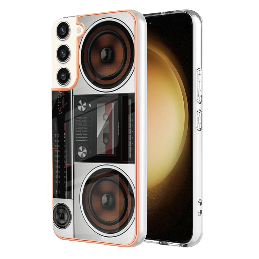 YB IMD Series-19 Style D Electroplating Case for Samsung Galaxy S23+ , 2.0mm TPU IMD Pattern Phone Cover