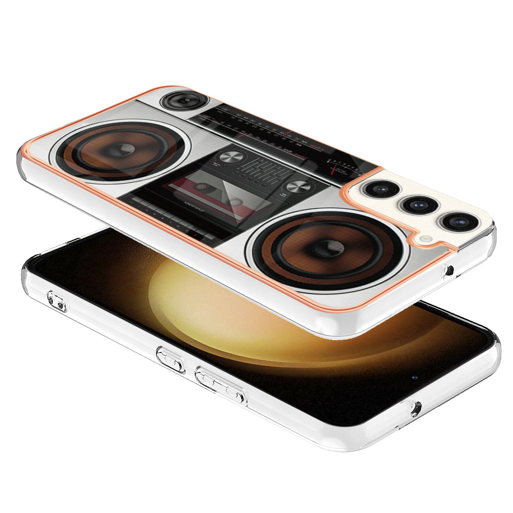 YB IMD Series-19 Style D Electroplating Case for Samsung Galaxy S23+ , 2.0mm TPU IMD Pattern Phone Cover