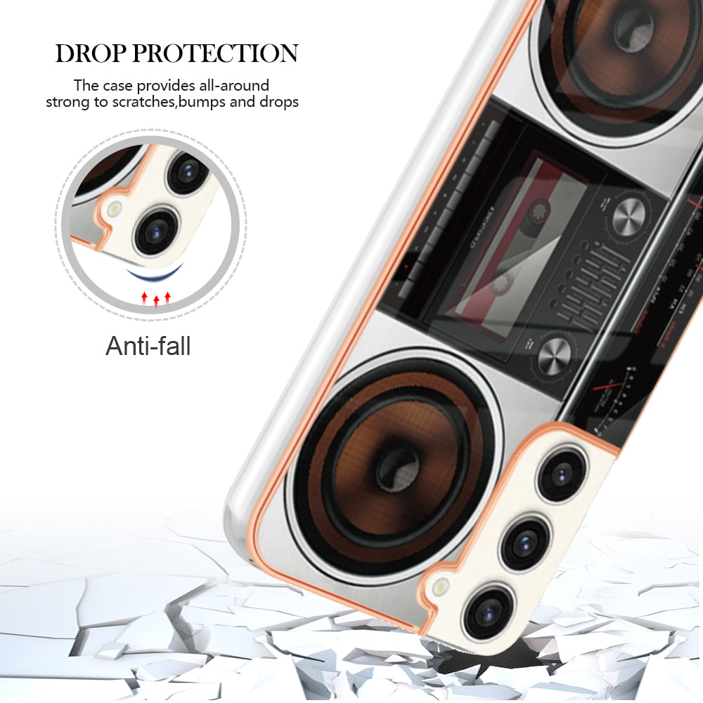 YB IMD Series-19 Style D Electroplating Case for Samsung Galaxy S23+ , 2.0mm TPU IMD Pattern Phone Cover