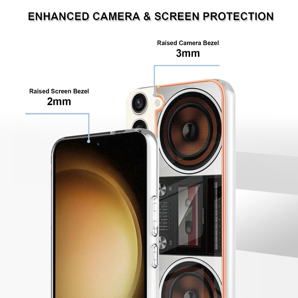 YB IMD Series-19 Style D Electroplating Case for Samsung Galaxy S23+ , 2.0mm TPU IMD Pattern Phone Cover