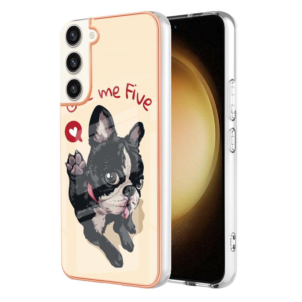 YB IMD Series-19 Style D Electroplating Case for Samsung Galaxy S23+ , 2.0mm TPU IMD Pattern Phone Cover