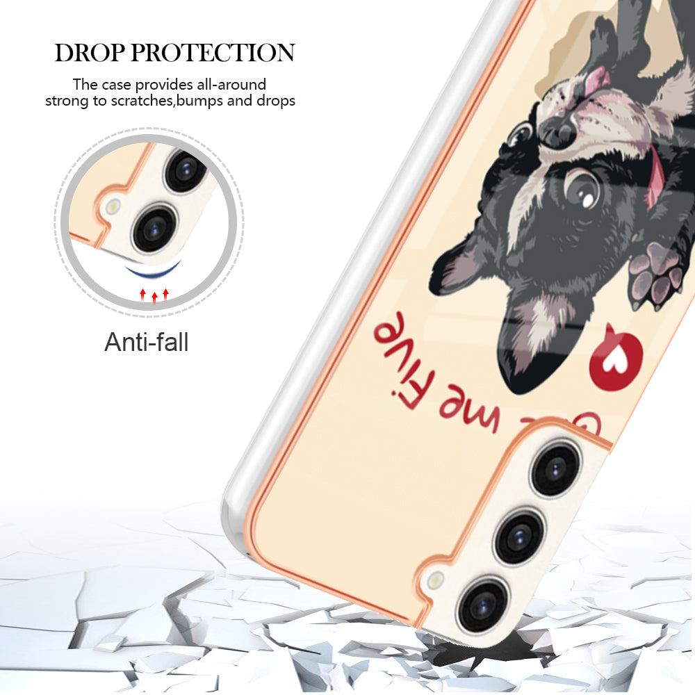 YB IMD Series-19 Style D Electroplating Case for Samsung Galaxy S23+ , 2.0mm TPU IMD Pattern Phone Cover