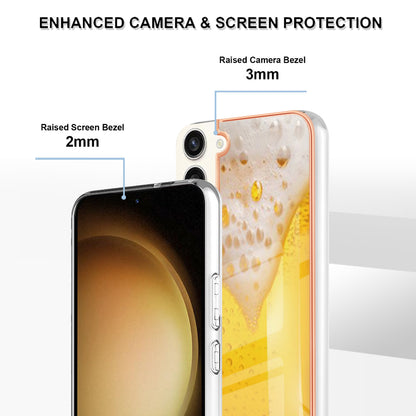 YB IMD Series-19 Style D Electroplating Case for Samsung Galaxy S23+ , 2.0mm TPU IMD Pattern Phone Cover