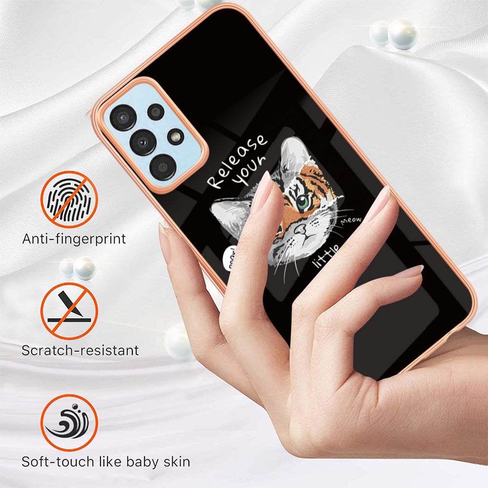 YB IMD Series-19 Style D For Samsung Galaxy A13 4G 2.0mm TPU Anti-drop Phone Case IMD Pattern Electroplated Cover