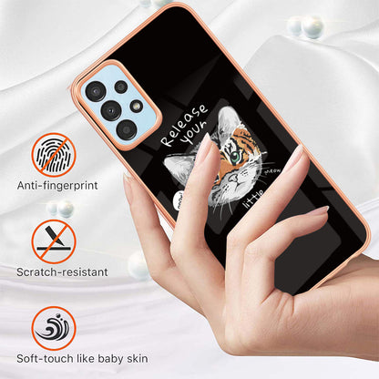 YB IMD Series-19 Style D For Samsung Galaxy A13 4G 2.0mm TPU Anti-drop Phone Case IMD Pattern Electroplated Cover