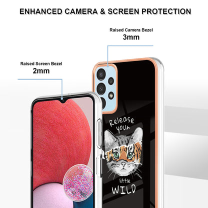 YB IMD Series-19 Style D For Samsung Galaxy A13 4G 2.0mm TPU Anti-drop Phone Case IMD Pattern Electroplated Cover