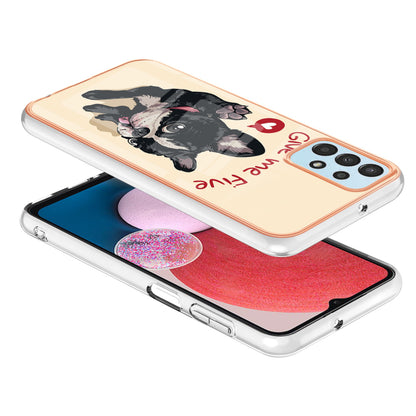 YB IMD Series-19 Style D For Samsung Galaxy A13 4G 2.0mm TPU Anti-drop Phone Case IMD Pattern Electroplated Cover
