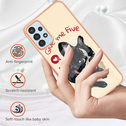 YB IMD Series-19 Style D For Samsung Galaxy A13 4G 2.0mm TPU Anti-drop Phone Case IMD Pattern Electroplated Cover