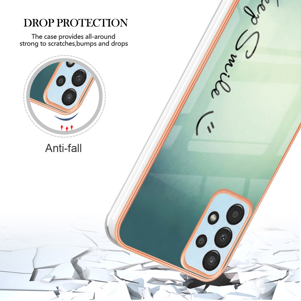YB IMD Series-19 Style D For Samsung Galaxy A23 4G / A23 5G (Global Version) 2.0mm TPU Pattern Cover Electroplated IMD Phone Case