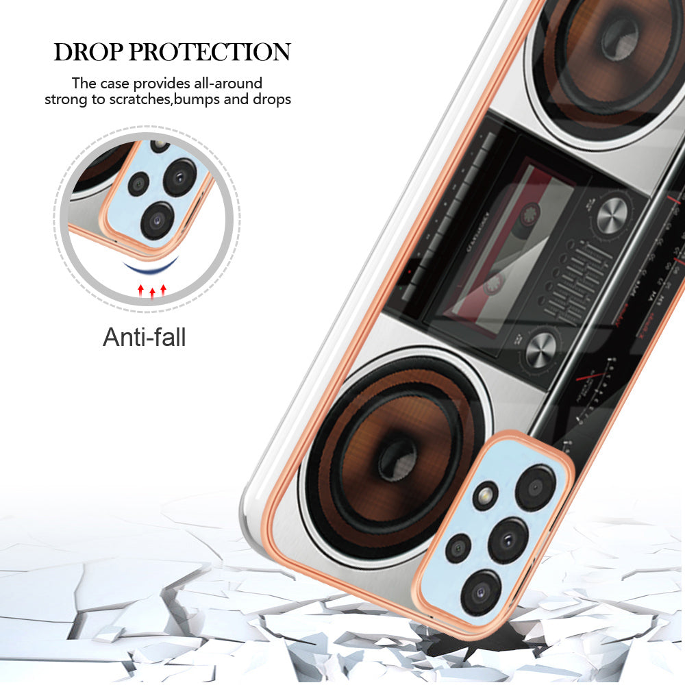 YB IMD Series-19 Style D For Samsung Galaxy A23 4G / A23 5G (Global Version) 2.0mm TPU Pattern Cover Electroplated IMD Phone Case
