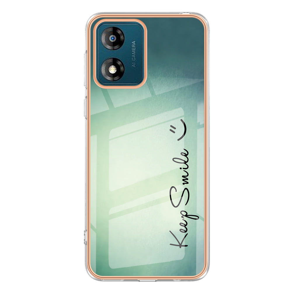 YB IMD Series-19 Style D TPU Shell for Motorola Moto E13 4G , 2.0mm Electroplating IMD Pattern Printing Phone Case