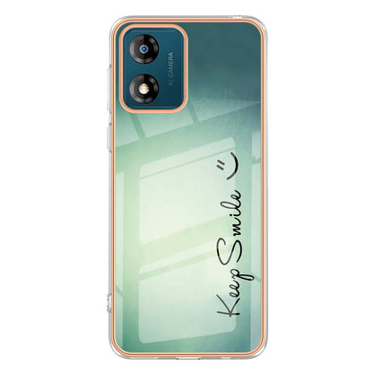 YB IMD Series-19 Style D TPU Shell for Motorola Moto E13 4G , 2.0mm Electroplating IMD Pattern Printing Phone Case
